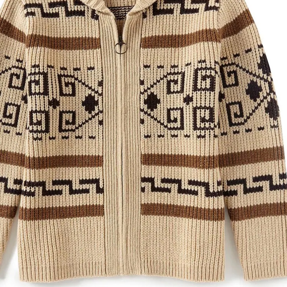Pendleton Beige and Brown Zip-Up Sweater BIG LEBOWSKI Sweater